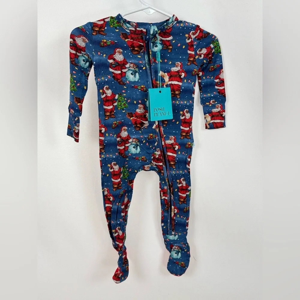 Posh‎ Peanut Santa Claus Footie Zippered One Piece New Bamboo Sz 3-6 m